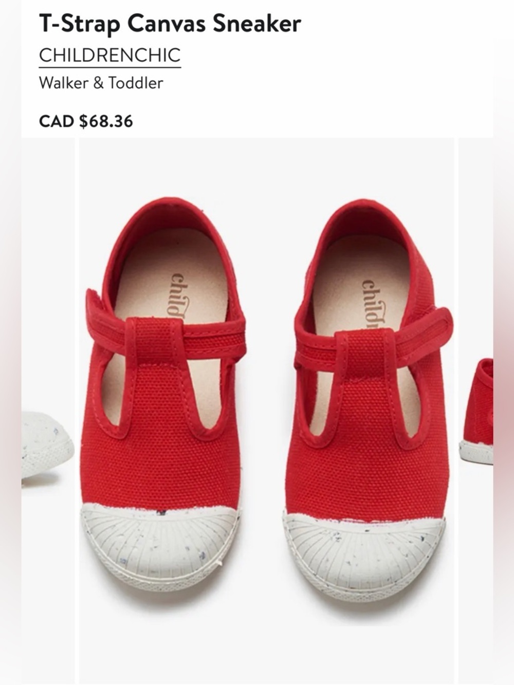 Childrenchic Red T‑Strap Canvas Sneaker - Kids